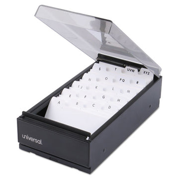 Universal® Business Card File, Holds 600 2 X 3.5 Cards, 4.25 X 8.25 X 2.5, Metal-plastic, Black freeshipping - TVN Wholesale
